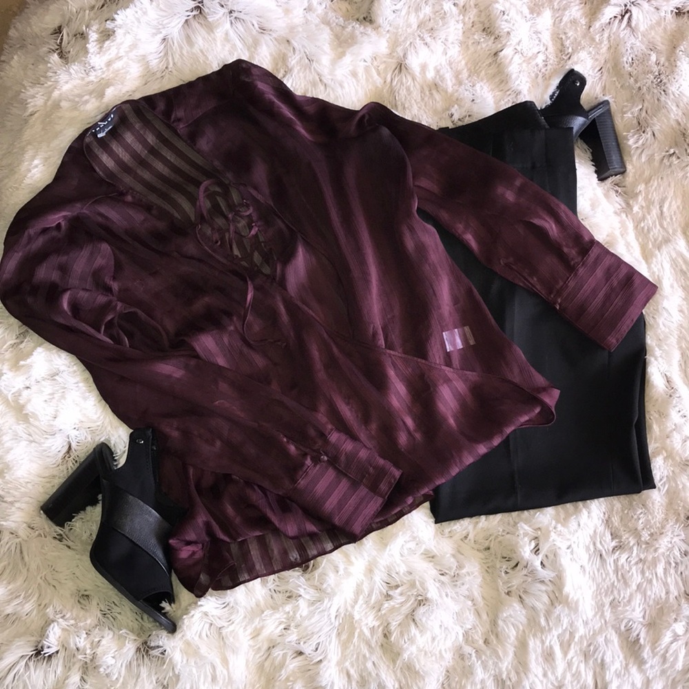 TROUVE size L see through Kong’s sleeve blouse